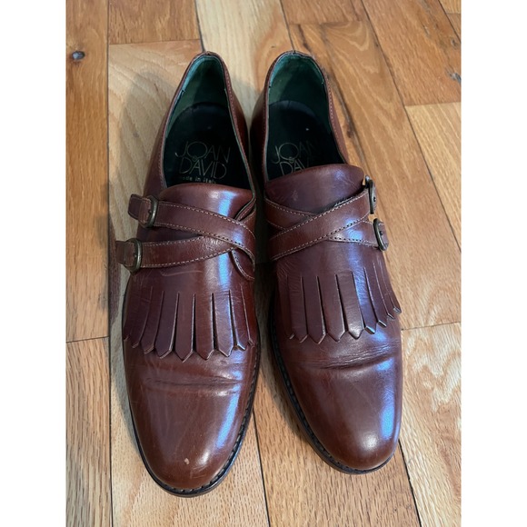 Vintage Leather Joan & David Handmade in Italy Brown Oxford 7.5 Narrow Fringe - Picture 2 of 8